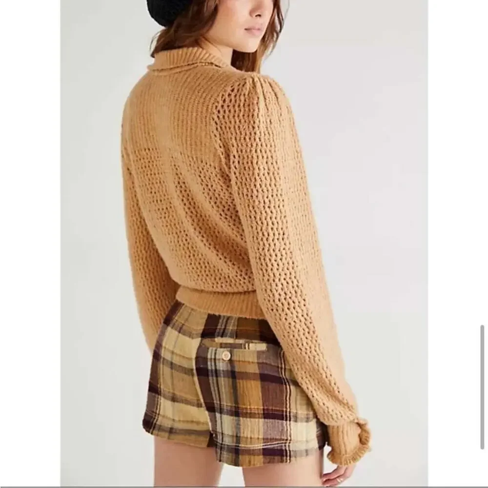 Free People Care FP Snowdrift Pullover Sweater in Camel Heather Size Small